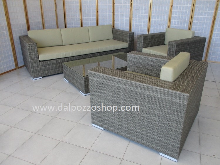 B6018/G2 SALOTTO PER ESTERNO RATTAN SINTETICO GRIGIO TIGER - Clicca l'immagine per chiudere